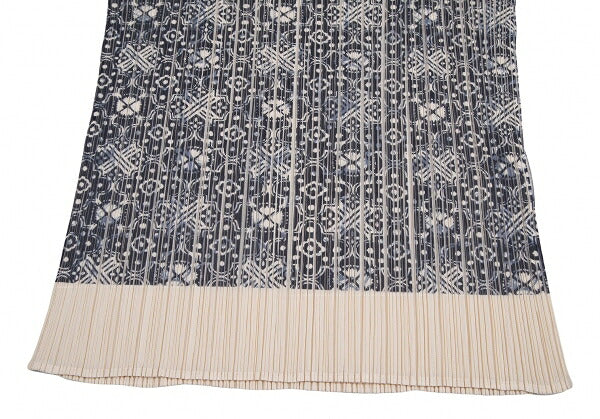 PLEATS PLEASE Geometric Print Tank Top Beige Navy Size 3