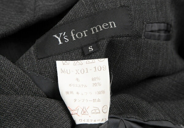 Y's for men Wool Poly 3B Single Jacket Charcoal Gray Size S
