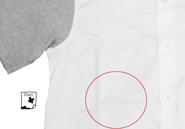COMME des GARCONS Panel Sleeve Cotton White Gray Shirt Size S