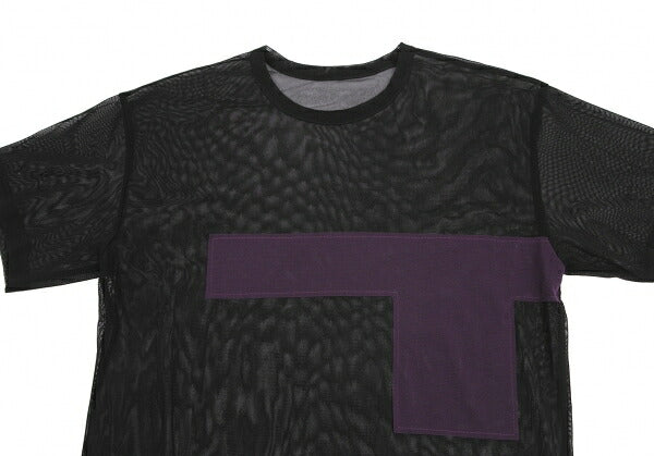 Y's Poly Mesh Front Patch T-Shirt Black Size 2