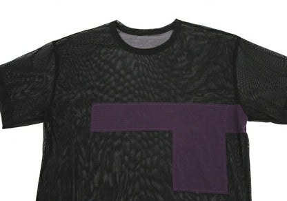 Y's Poly Mesh Front Patch T-Shirt Black Size 2