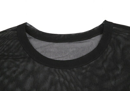 Y's Poly Mesh Front Patch T-Shirt Black Size 2