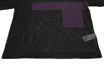 Y's Poly Mesh Front Patch T-Shirt Black Size 2