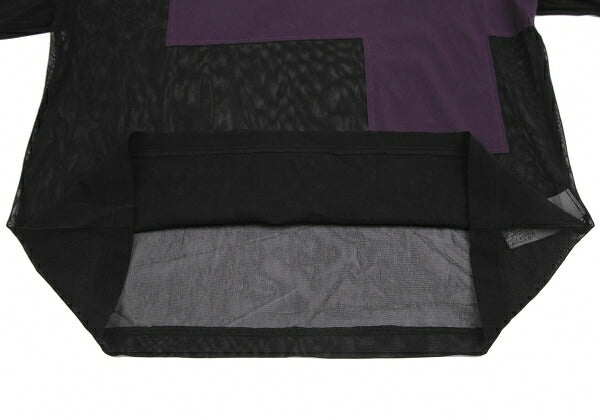 Y's Poly Mesh Front Patch T-Shirt Black Size 2