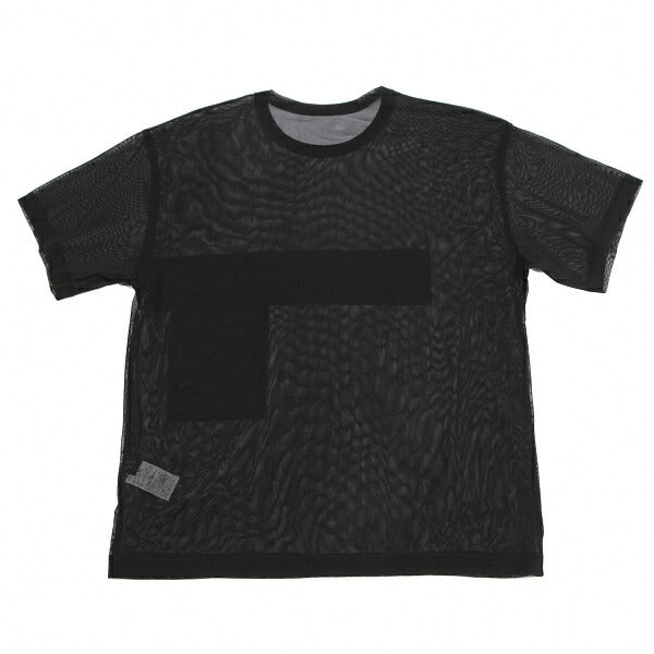 Y's Poly Mesh Front Patch T-Shirt Black Size 2