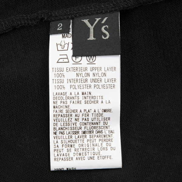 Y's Poly Mesh Front Patch T-Shirt Black Size 2