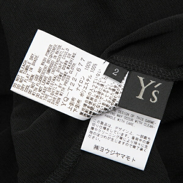 Y's Poly Mesh Front Patch T-Shirt Black Size 2