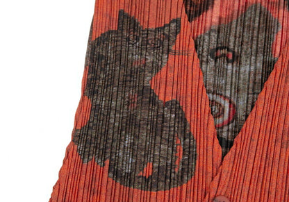PLEATS PLEASE 98AW Folk Art Tiger Cat Vest Orange Size 3