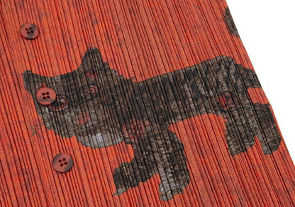 PLEATS PLEASE 98AW Folk Art Tiger Cat Vest Orange Size 3
