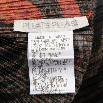 PLEATS PLEASE 98AW Folk Art Tiger Cat Vest Orange Size 3