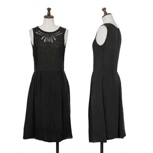 ARMANI COLLEZIONI Sequin Silk Sleeveless Dress Black Size 38