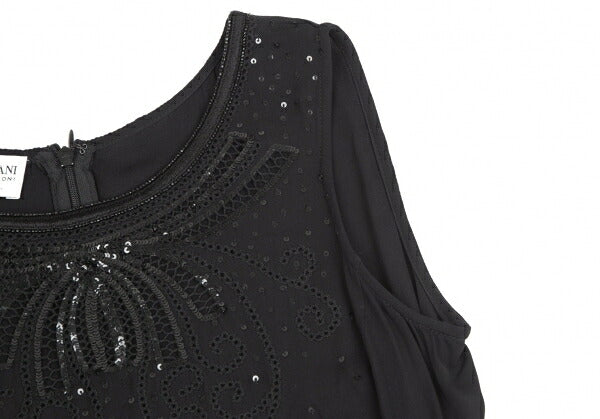 ARMANI COLLEZIONI Sequin Silk Sleeveless Dress Black Size 38
