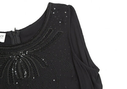 ARMANI COLLEZIONI Sequin Silk Sleeveless Dress Black Size 38