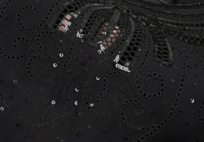 ARMANI COLLEZIONI Sequin Silk Sleeveless Dress Black Size 38