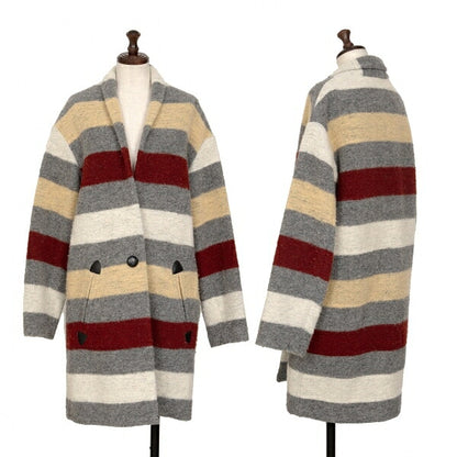 ISABEL MARANT Multicolor Striped Knit Jacket Gray Size 34