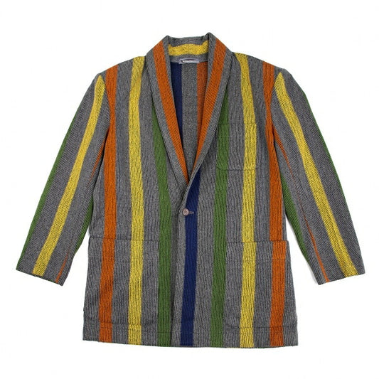 ISSEY MIYAKEMEN Multi Stripe Rib Shawl Collar Jacket Size M