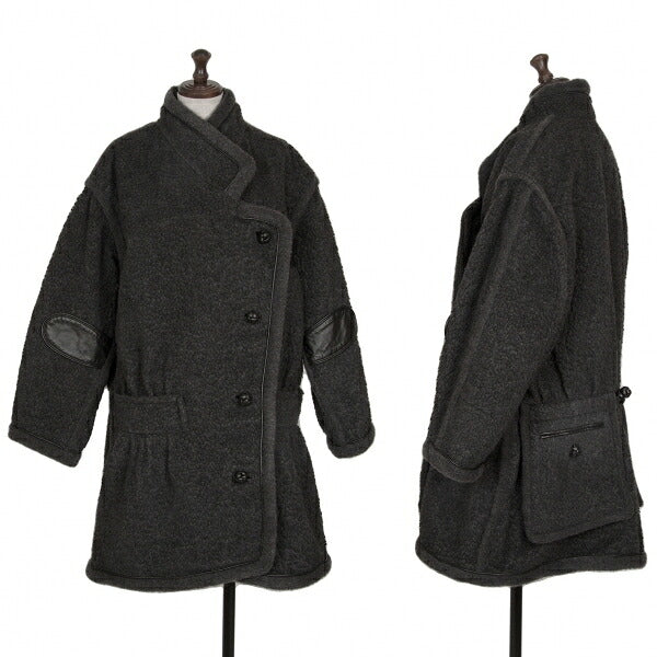 ISSEY MIYAKE Boa Wool Leather Panel Jacket JP Size 9