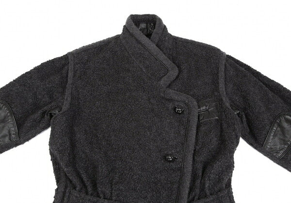 ISSEY MIYAKE Boa Wool Leather Panel Jacket JP Size 9