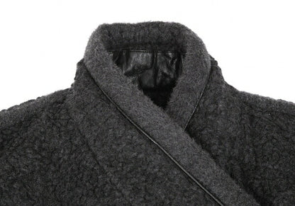 ISSEY MIYAKE Boa Wool Leather Panel Jacket JP Size 9