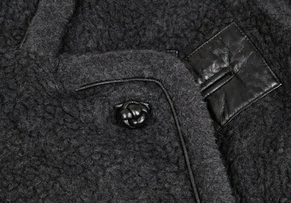 ISSEY MIYAKE Boa Wool Leather Panel Jacket JP Size 9