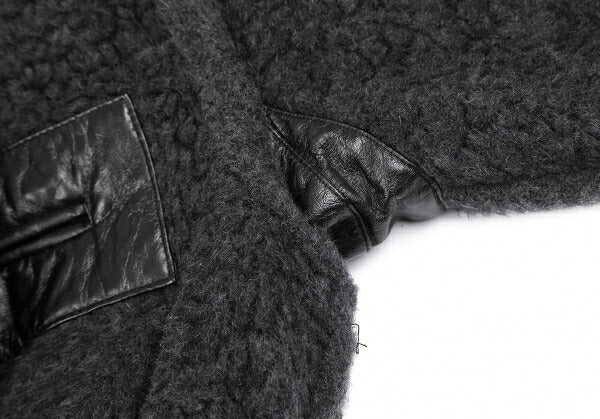 ISSEY MIYAKE Boa Wool Leather Panel Jacket JP Size 9