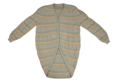 ISSEY MIYAKE Open Sleeve Stripe Knit Cardigan Gray Size M