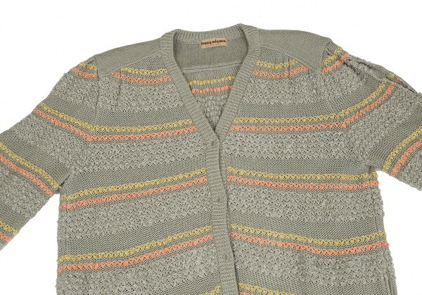 ISSEY MIYAKE Open Sleeve Stripe Knit Cardigan Gray Size M