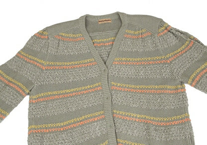 ISSEY MIYAKE Open Sleeve Stripe Knit Cardigan Gray Size M