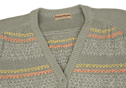 ISSEY MIYAKE Open Sleeve Stripe Knit Cardigan Gray Size M