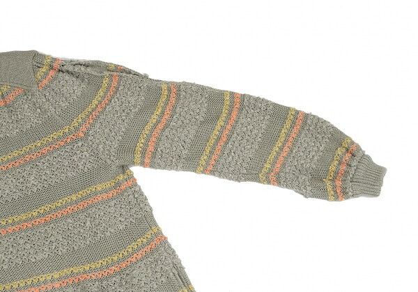 ISSEY MIYAKE Open Sleeve Stripe Knit Cardigan Gray Size M