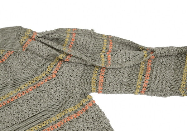 ISSEY MIYAKE Open Sleeve Stripe Knit Cardigan Gray Size M