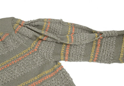 ISSEY MIYAKE Open Sleeve Stripe Knit Cardigan Gray Size M