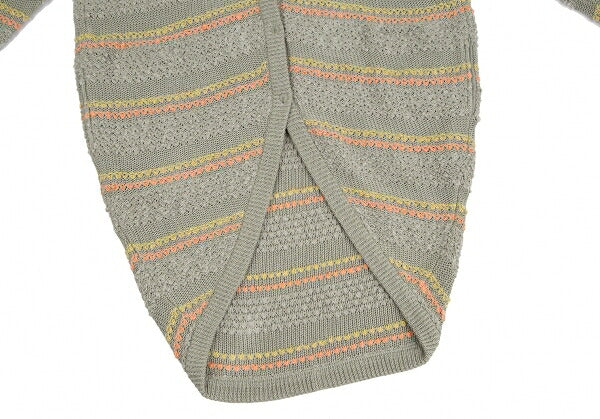 ISSEY MIYAKE Open Sleeve Stripe Knit Cardigan Gray Size M