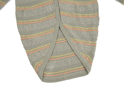 ISSEY MIYAKE Open Sleeve Stripe Knit Cardigan Gray Size M