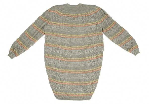 ISSEY MIYAKE Open Sleeve Stripe Knit Cardigan Gray Size M