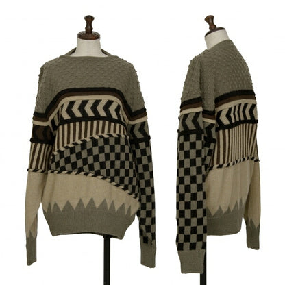 ISSEY MIYAKE Crazy Pattern 3D Knit Wool Sweater Gray Size M