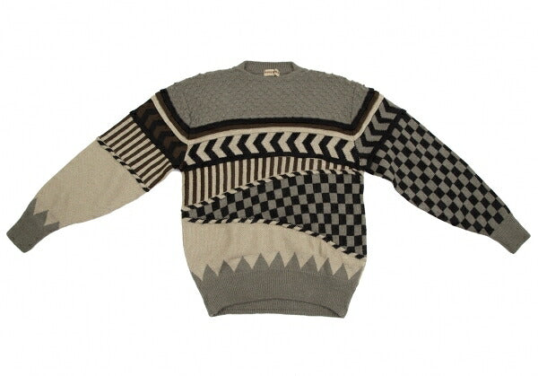 ISSEY MIYAKE Crazy Pattern 3D Knit Wool Sweater Gray Size M
