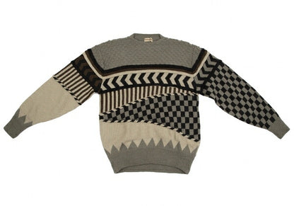 ISSEY MIYAKE Crazy Pattern 3D Knit Wool Sweater Gray Size M