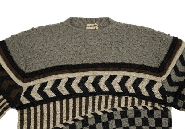 ISSEY MIYAKE Crazy Pattern 3D Knit Wool Sweater Gray Size M