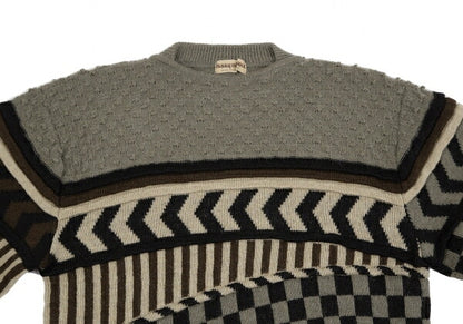 ISSEY MIYAKE Crazy Pattern 3D Knit Wool Sweater Gray Size M