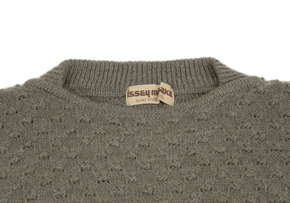 ISSEY MIYAKE Crazy Pattern 3D Knit Wool Sweater Gray Size M