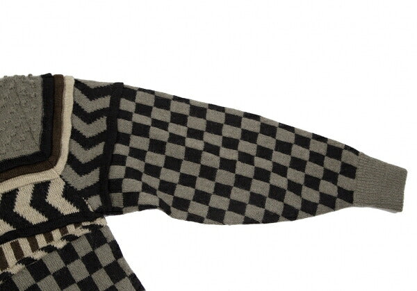 ISSEY MIYAKE Crazy Pattern 3D Knit Wool Sweater Gray Size M