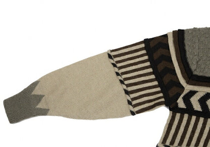 ISSEY MIYAKE Crazy Pattern 3D Knit Wool Sweater Gray Size M