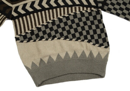 ISSEY MIYAKE Crazy Pattern 3D Knit Wool Sweater Gray Size M