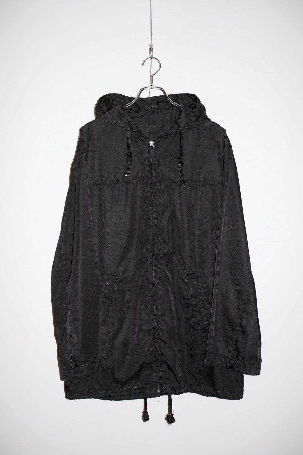 Vintage 90s PRADA Uomo HOODED NYLON HALF COAT Size S