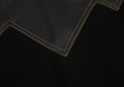 ISSEY MIYAKE Leather Zigzag Panel Wool Sweater Black Size M