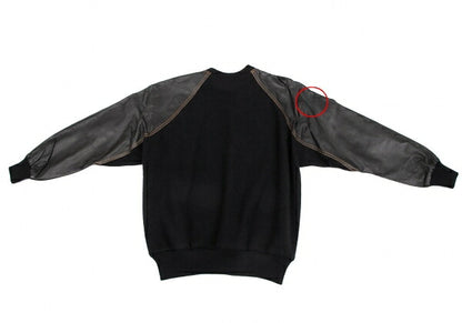 ISSEY MIYAKE Leather Zigzag Panel Wool Sweater Black Size M