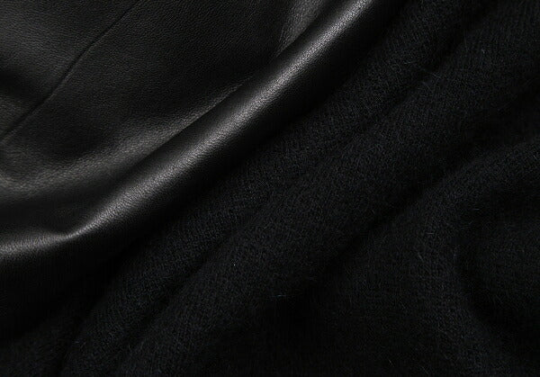ISSEY MIYAKE Leather Zigzag Panel Wool Sweater Black Size M