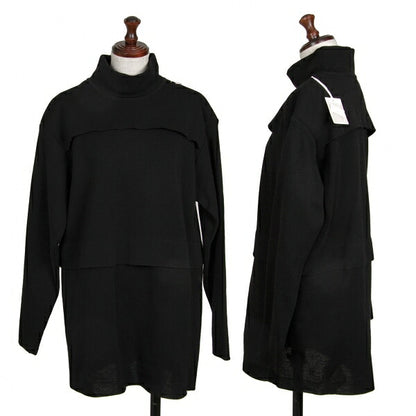 ISSEY MIYAKE Wool Pleated High Neck Sweater Black Size M