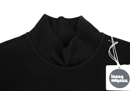 ISSEY MIYAKE Wool Pleated High Neck Sweater Black Size M